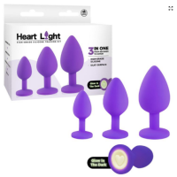 Heart Light Anal Plugs Training Kit with Glow In Dark Base (Purple) Heart Light Anal Plugs Training Kit with Glow In Dark Base (Purple)